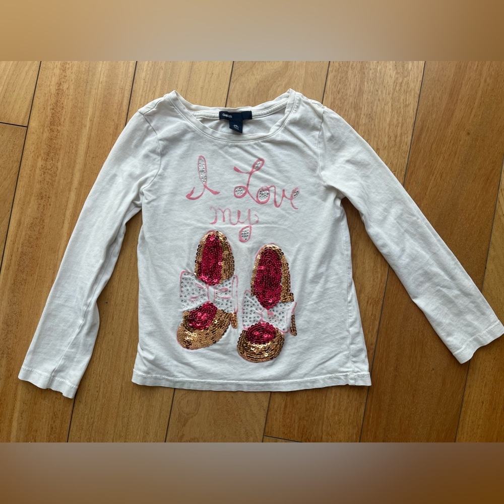 ❤️ Gap Kids Sequined Long-sleeved T-shirt; Size XS (4/5)